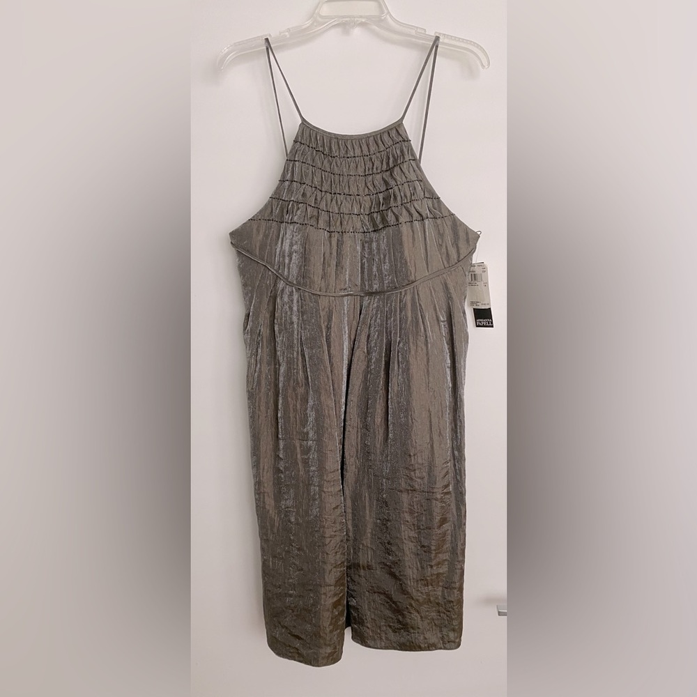 Adrianna Papell Beaded Halter Cocktail Party Dress Irridescent Brown size 14 NWT